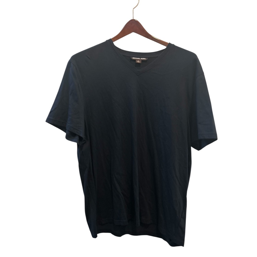 Michael Kors Black V Neck Short Sleeve T Shirt‎ Top Women's Size XL